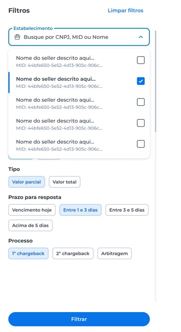 Filtros da consulta