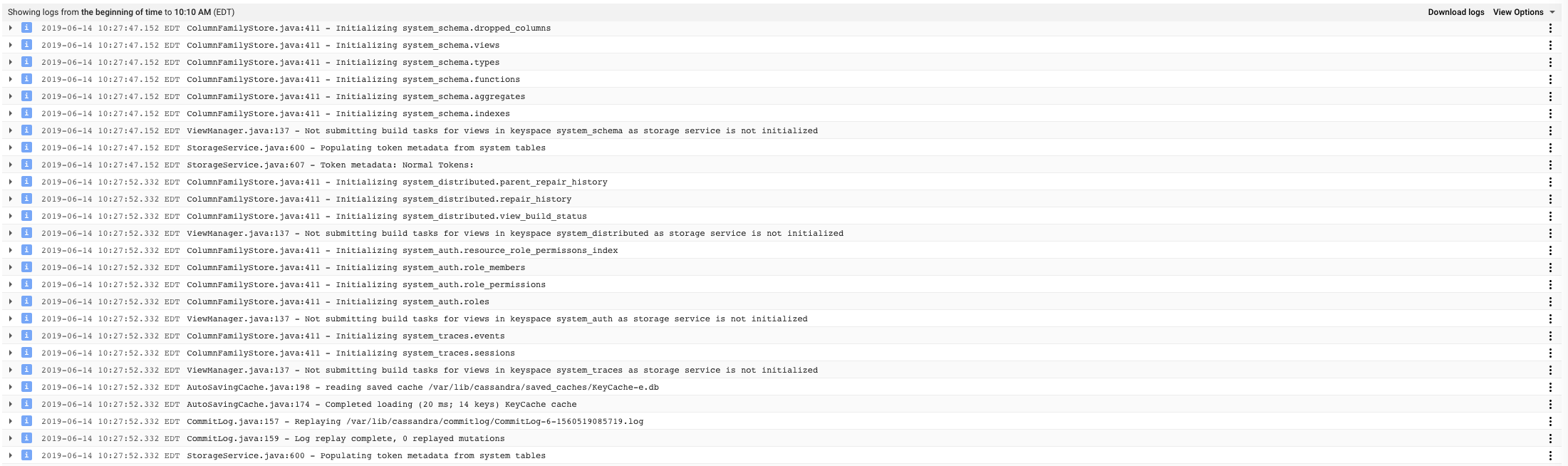 cass.startup.png Apache Cassandra Startup Logs Example