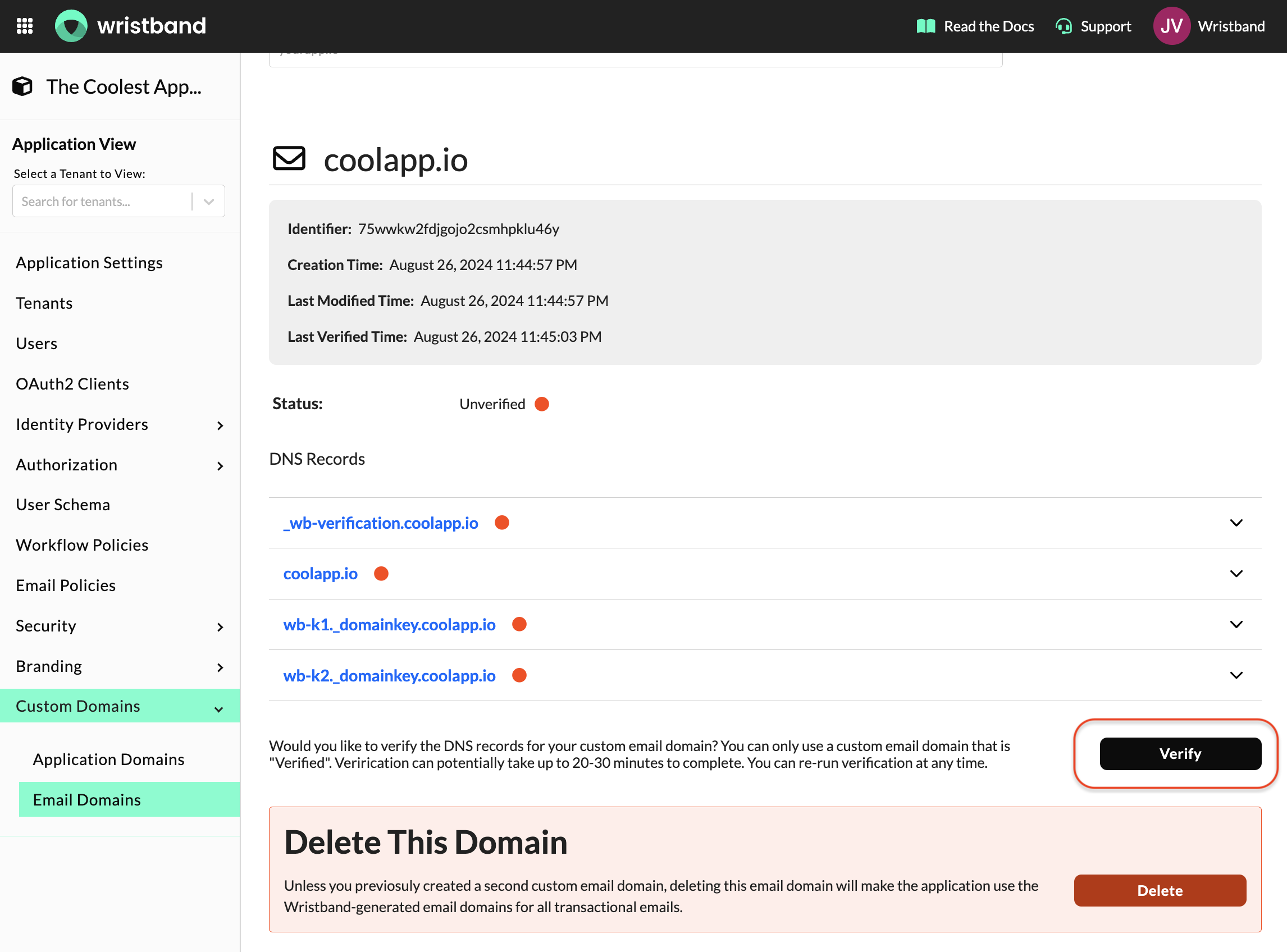 Verify Custom Email Domain