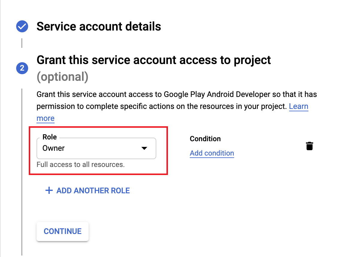 Create Service Account Android – WSEAB