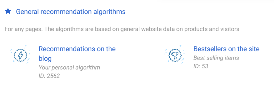 General recommendation algorithms