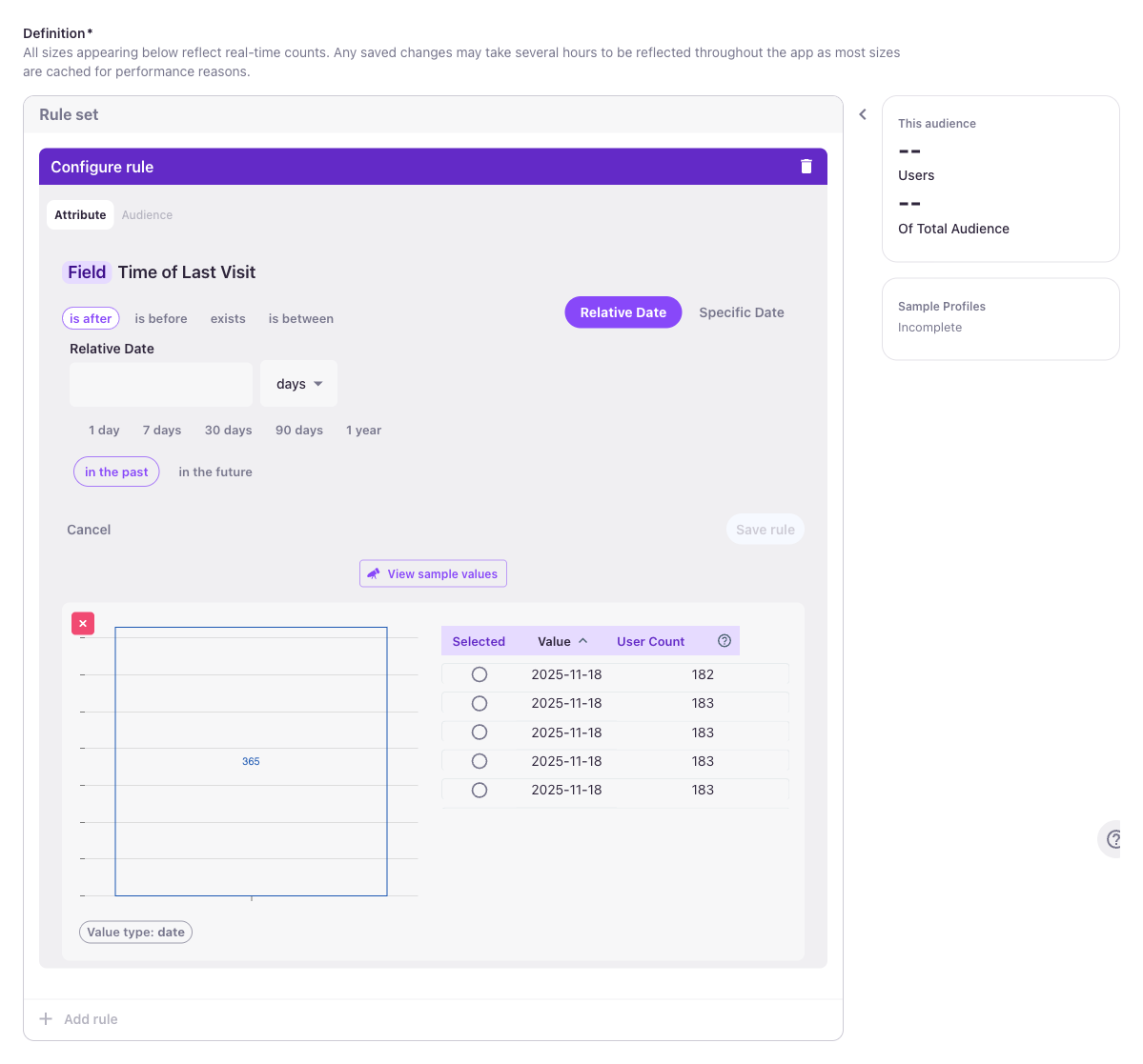 Date field rule configuration