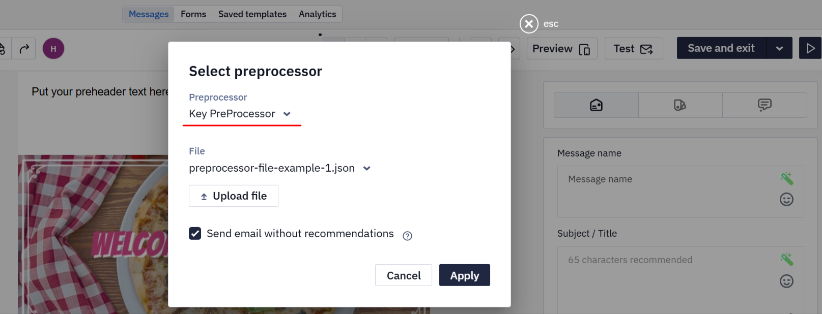 Choose preprocessor type