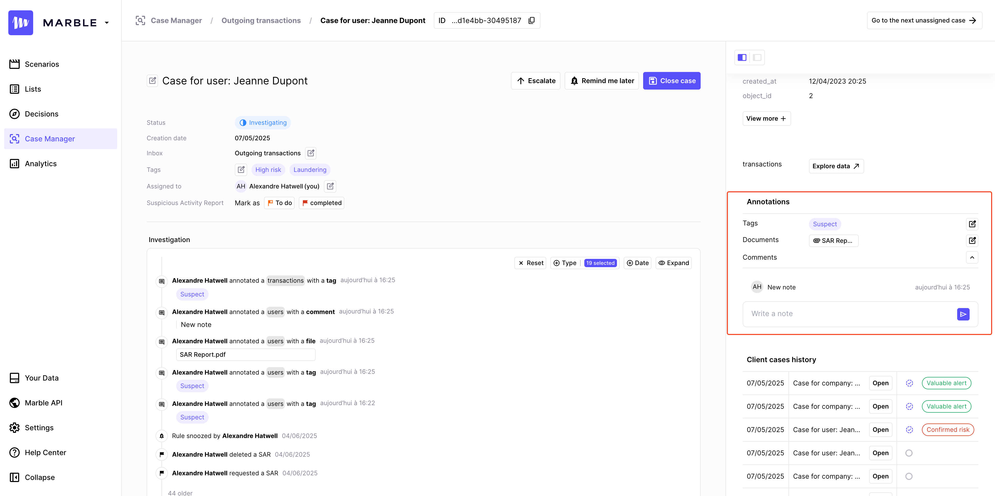 Add annotation to the pivot from the right panel