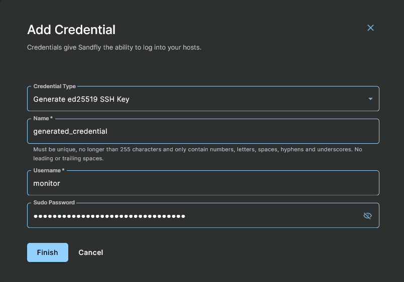 Adding a Generated SSH Credential