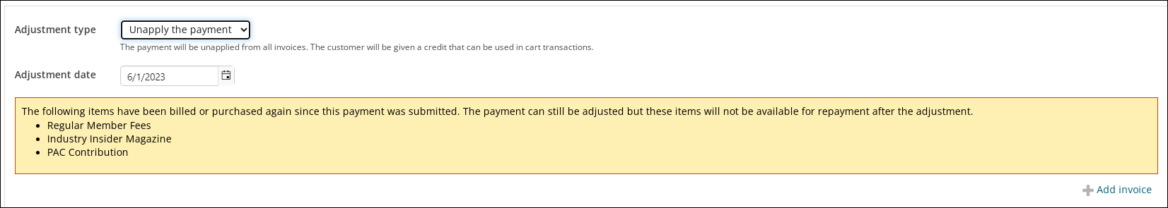 Optional warning message text