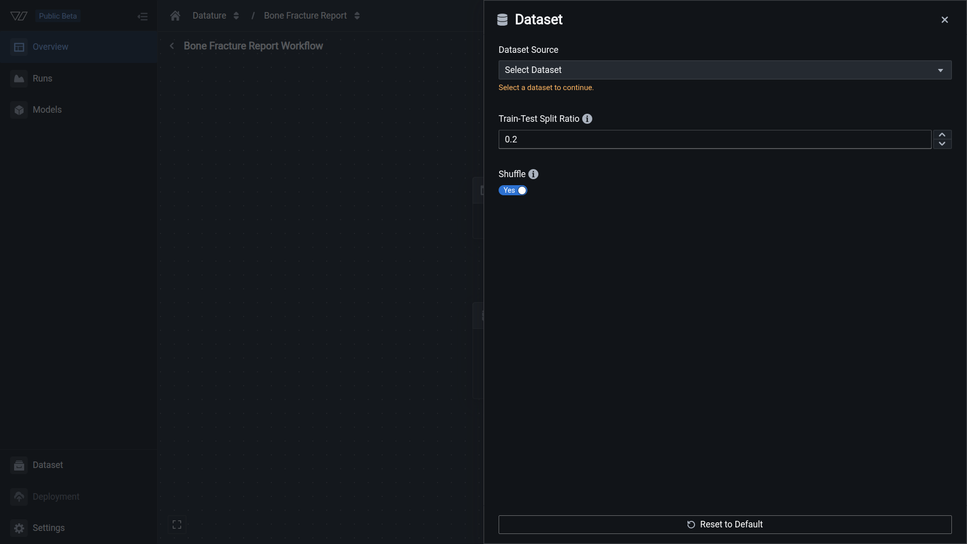 Open dataset configuration