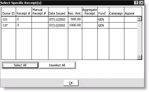 Desktop: Generate reports > Receipt Thank You from the Report Types list > Sample Thank You (Crystal)