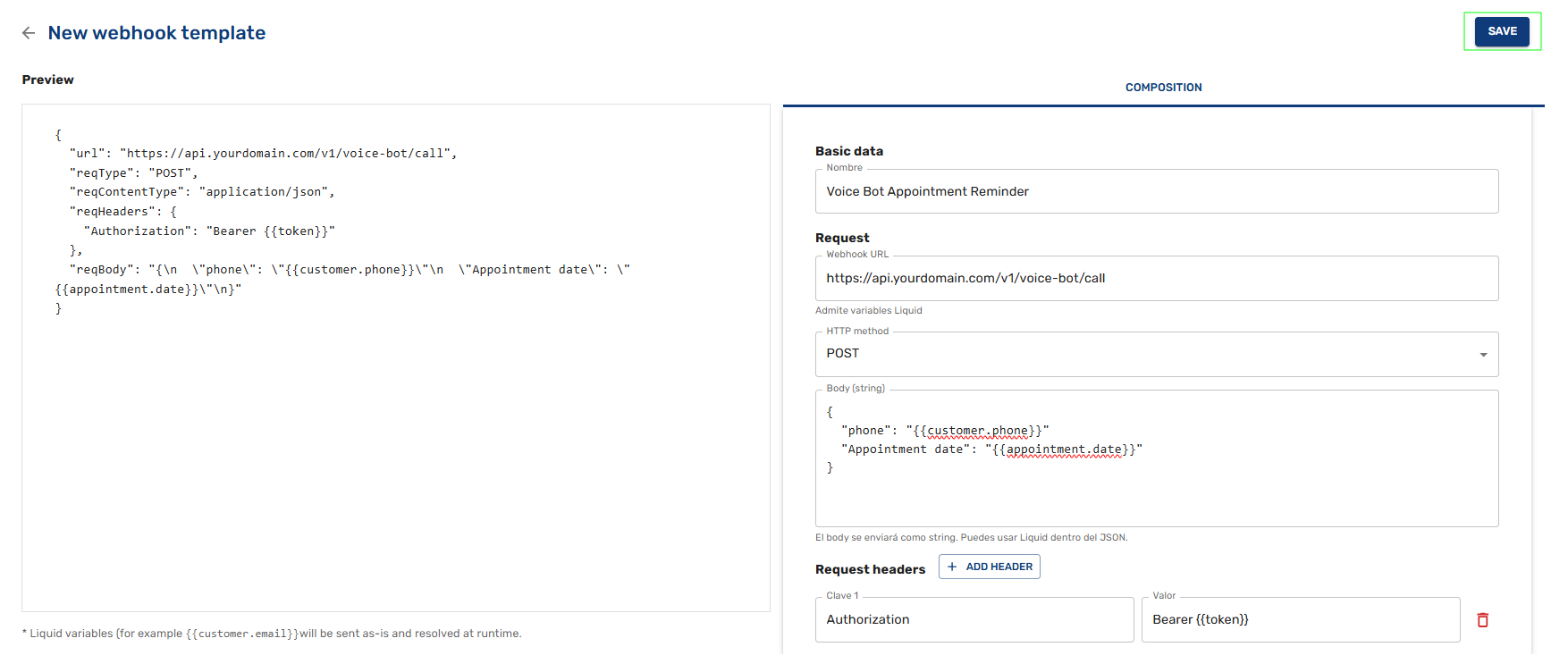 webhook template