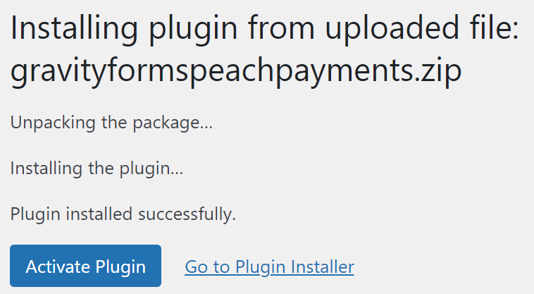 Activate Plugin button.