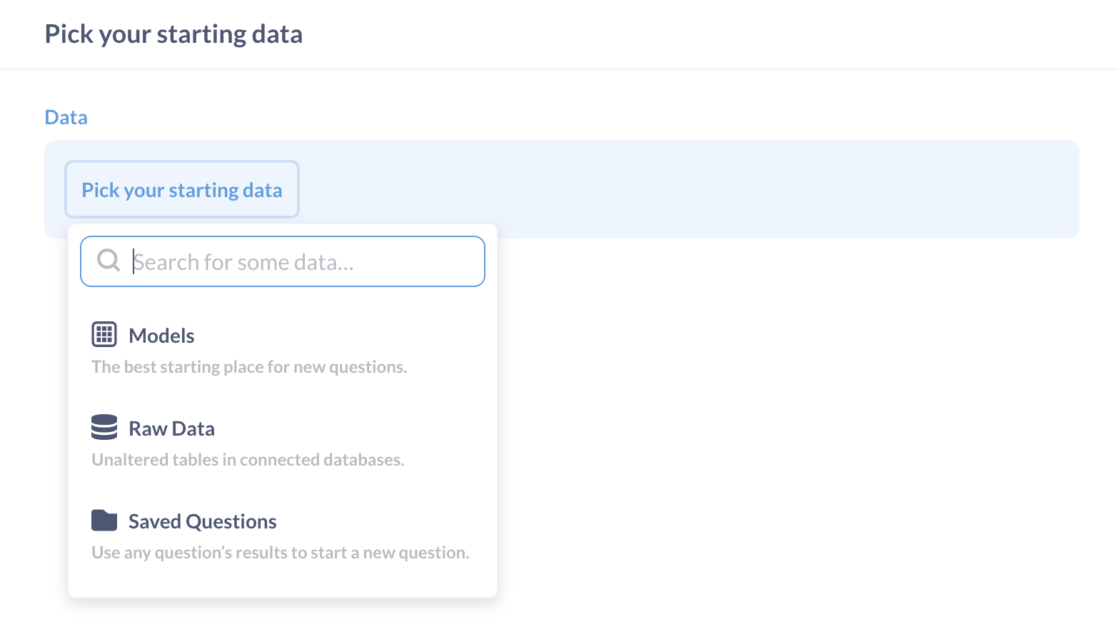 Pick starting data