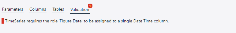 If the configuration is invalid, it displays an orange block with the validation error.