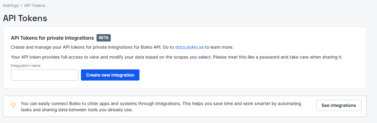 Private integrations in Bokio