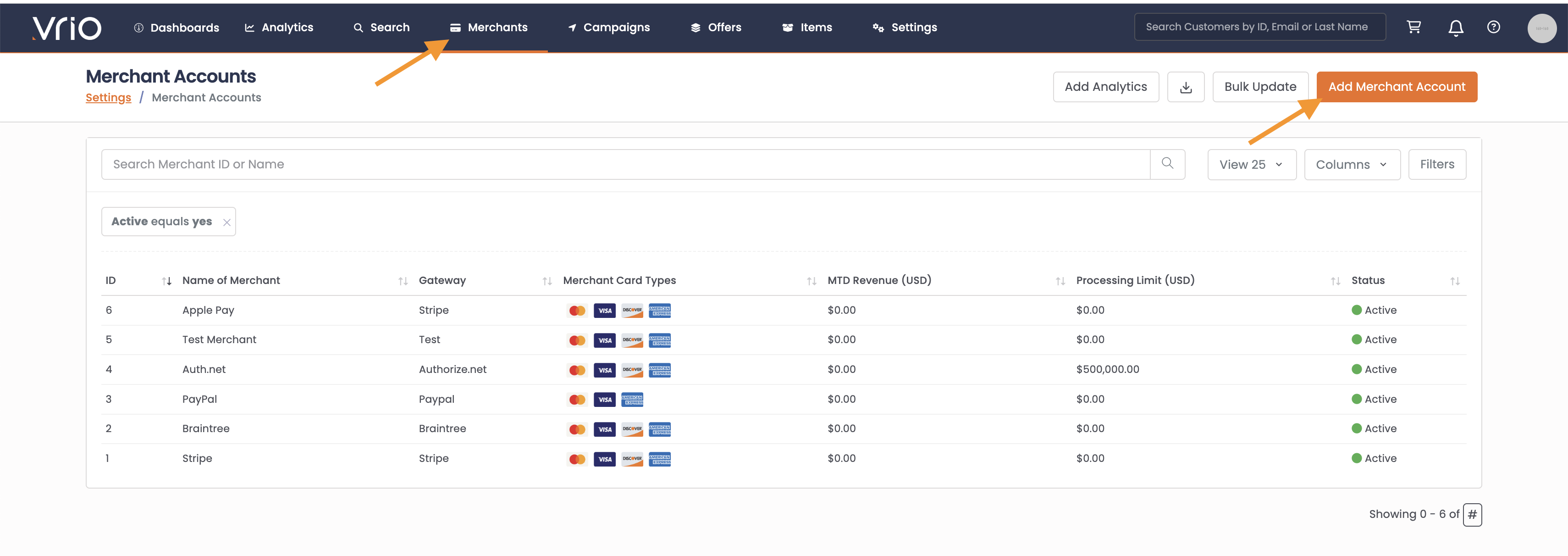 Adding a Merchant Account