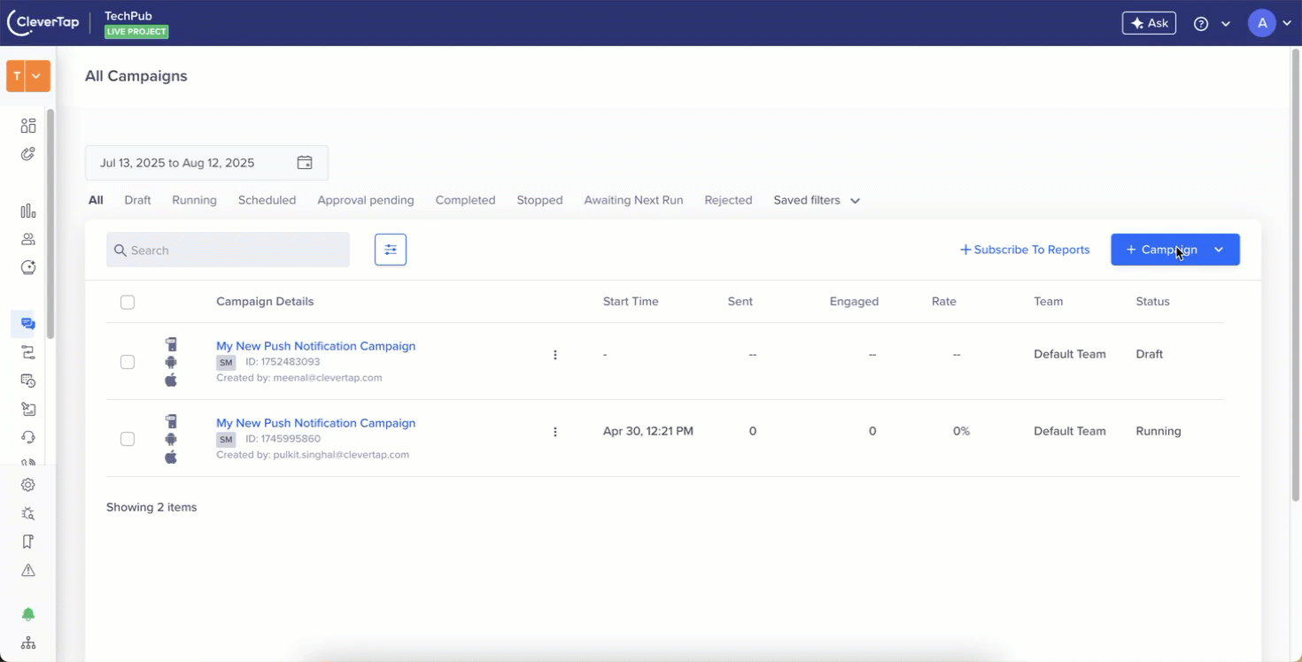 Configure Email Campaign