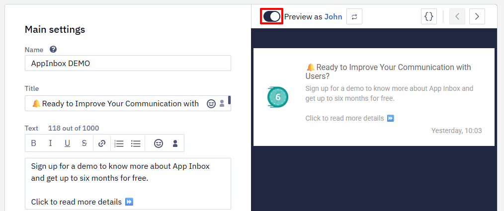 Dynamic Content Preview