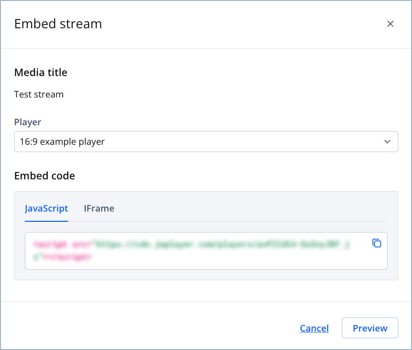 Embed stream panel