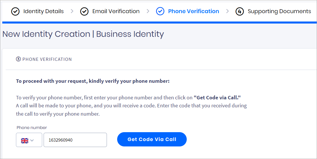 Screenshot with Phone Verification section - personal identity