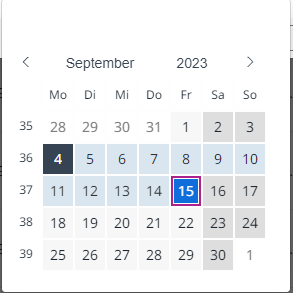 Auswahl einer Zeitspanne