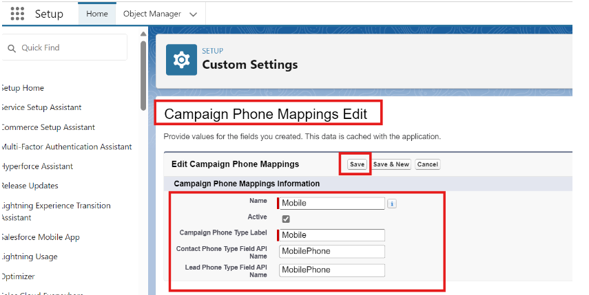 Save campaign phone mapping record