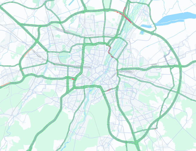 Example of merged traffic with background tile