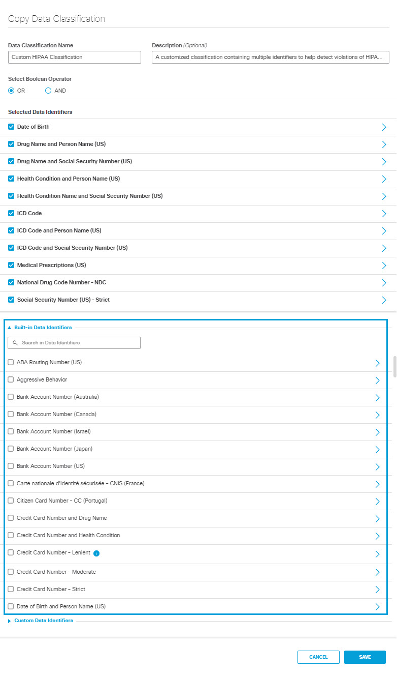 Create a Data Classification Using a Template