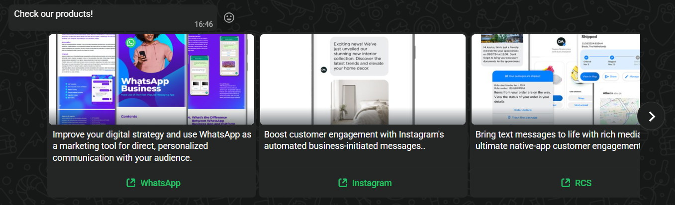 Example of interactive media carousel
