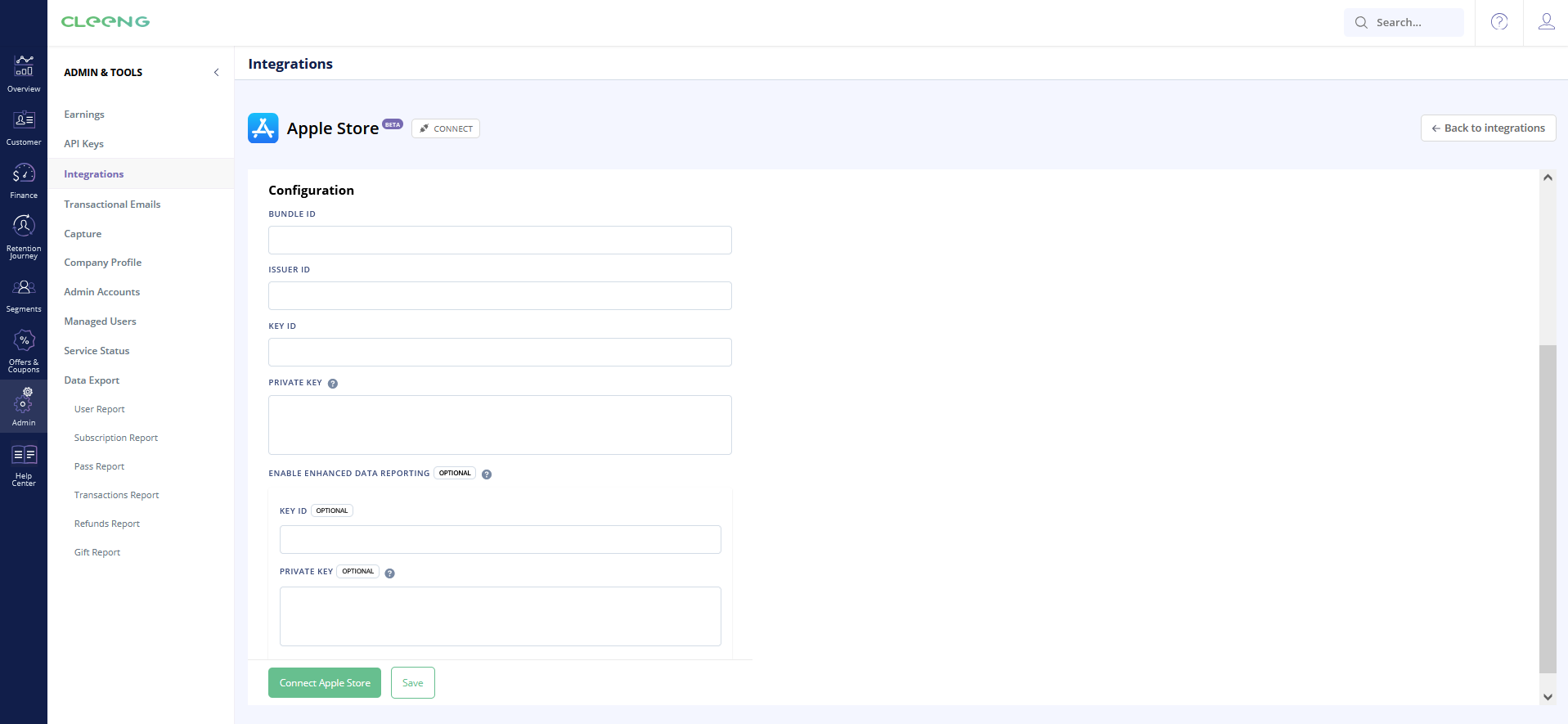 Configuration in Cleeng Dashboard