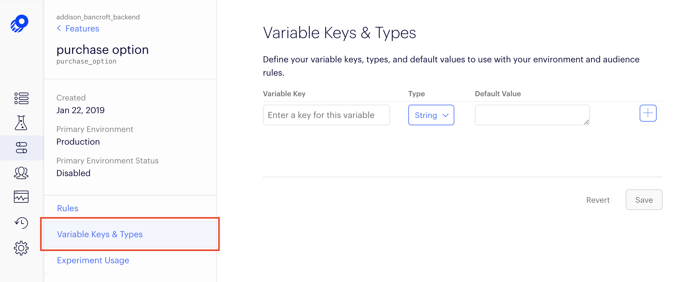 navigate to feature variables