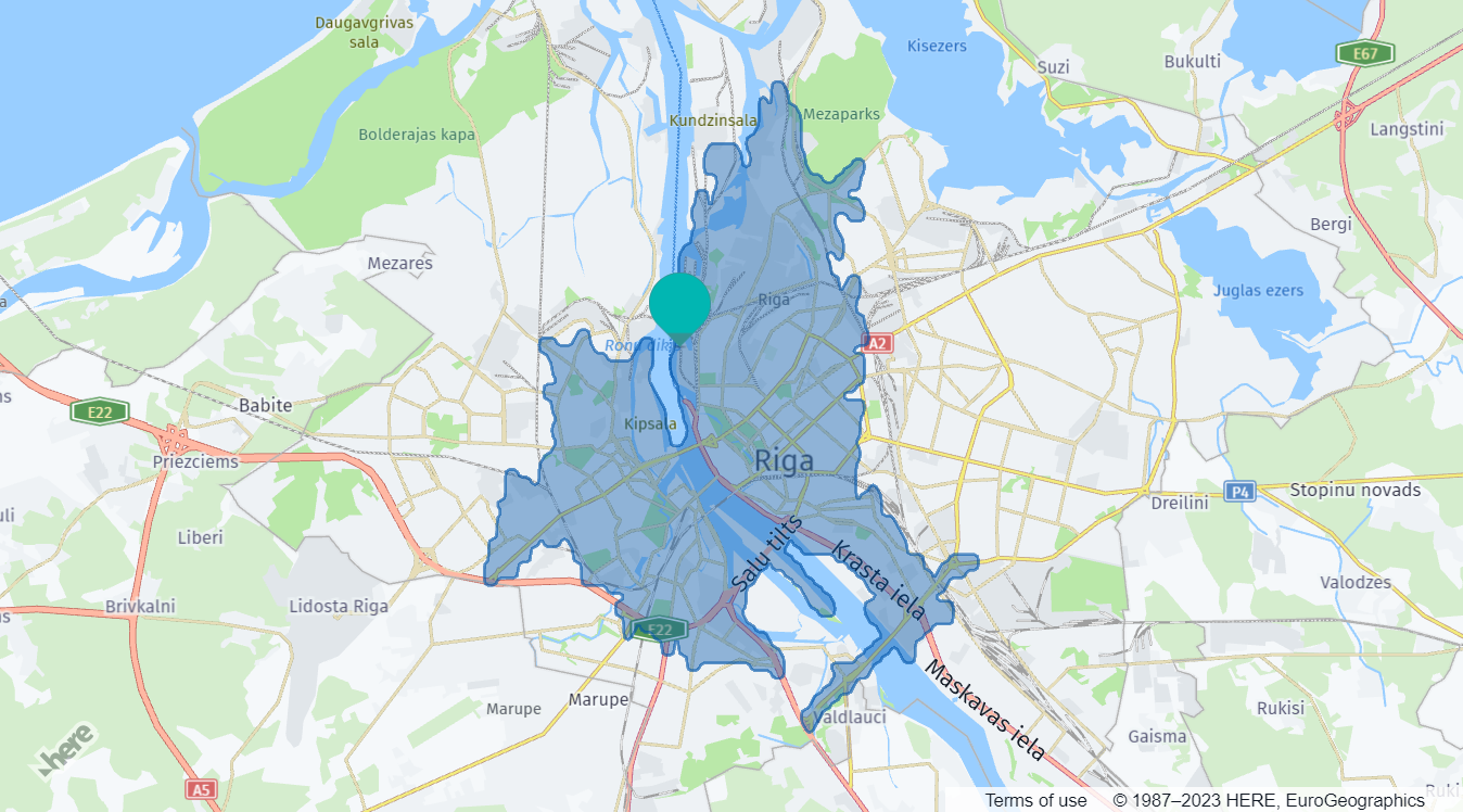 The map after adding the isoline polygon