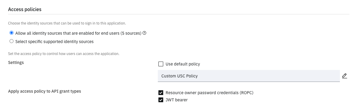 Set application access policy