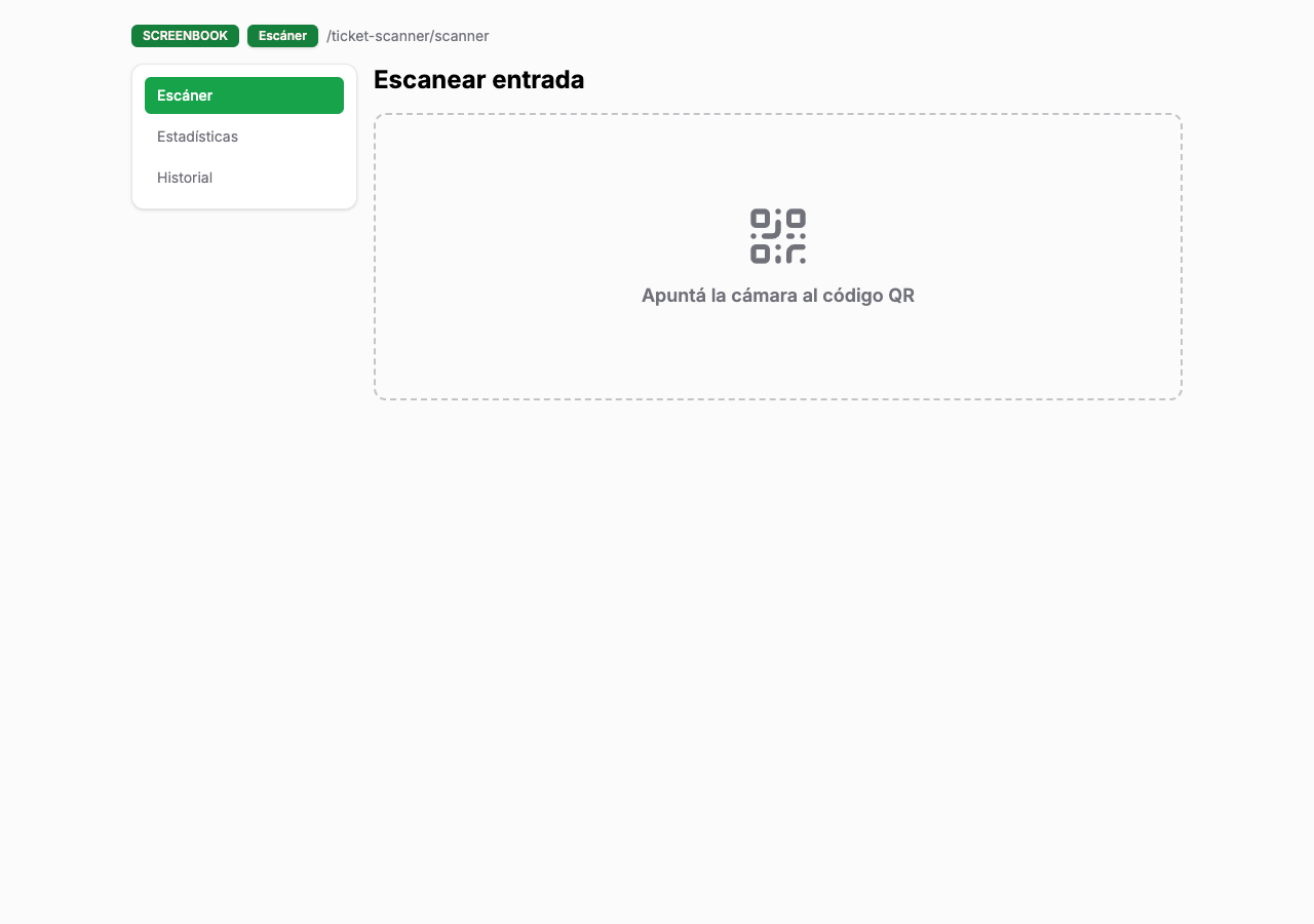 Pantalla de escáner QR en puerta