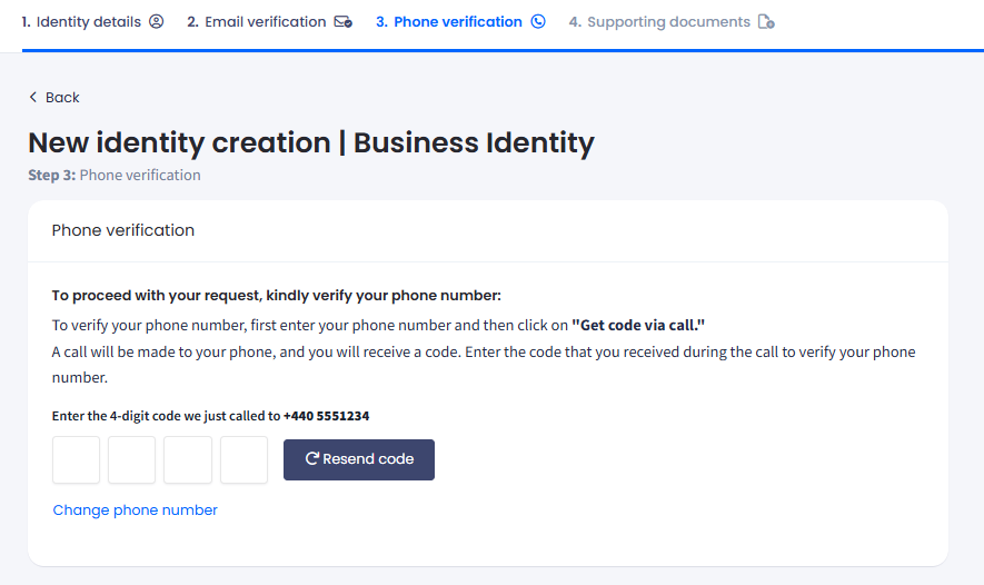 Screenshot of resending code