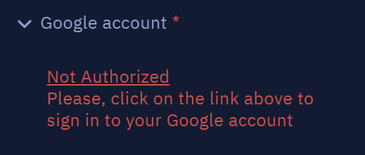 This message shows that the Google account is not connected