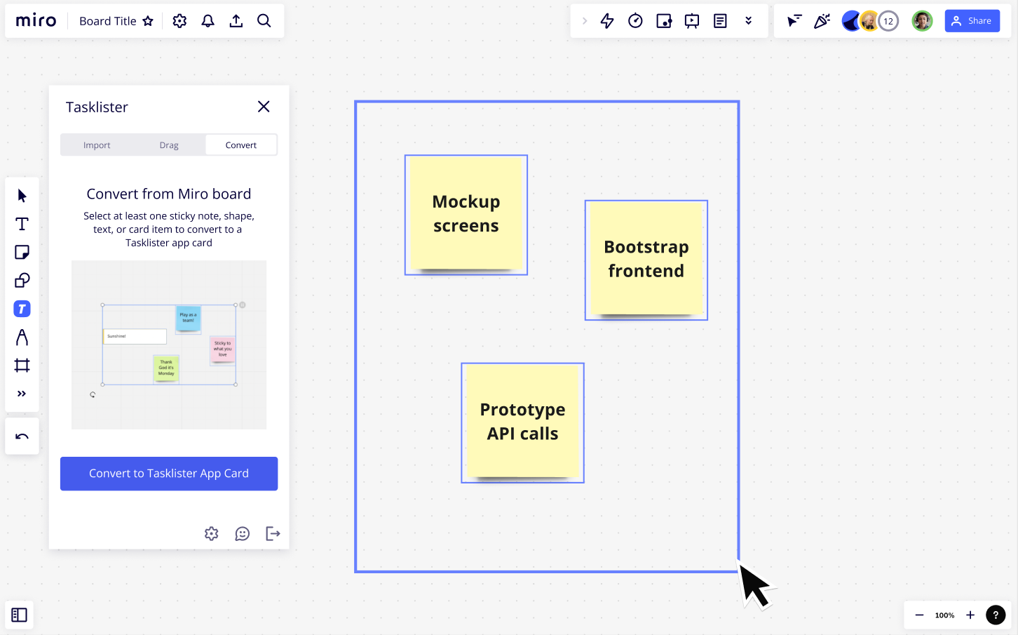 Figure 1. Existing sticky notes on a Miro board.