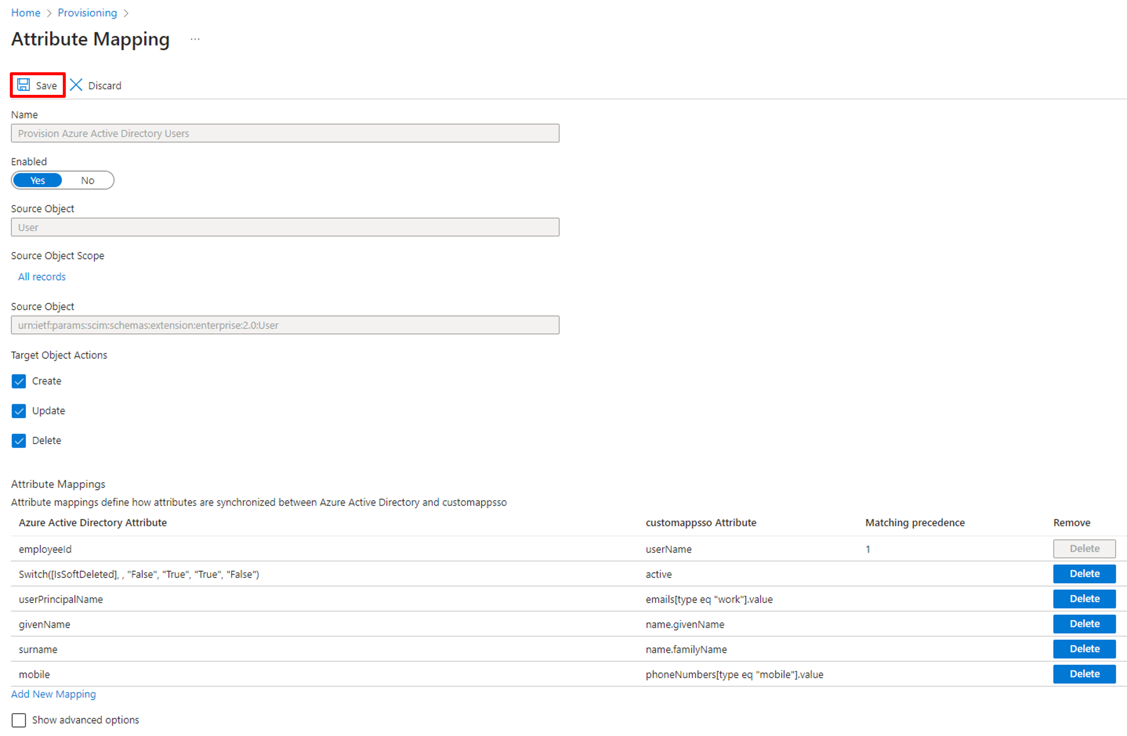 Attribute mappings