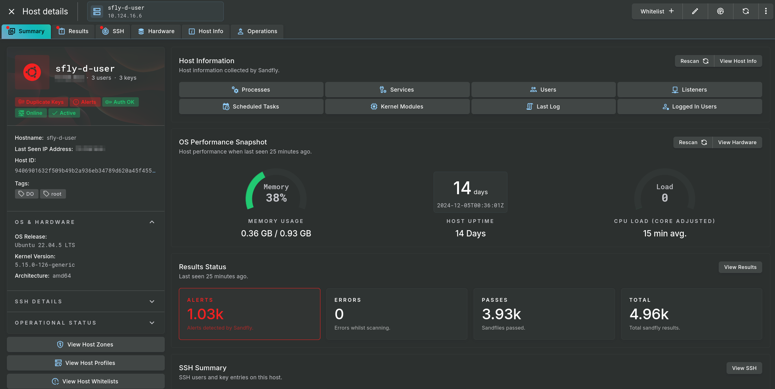 Detailed Host View