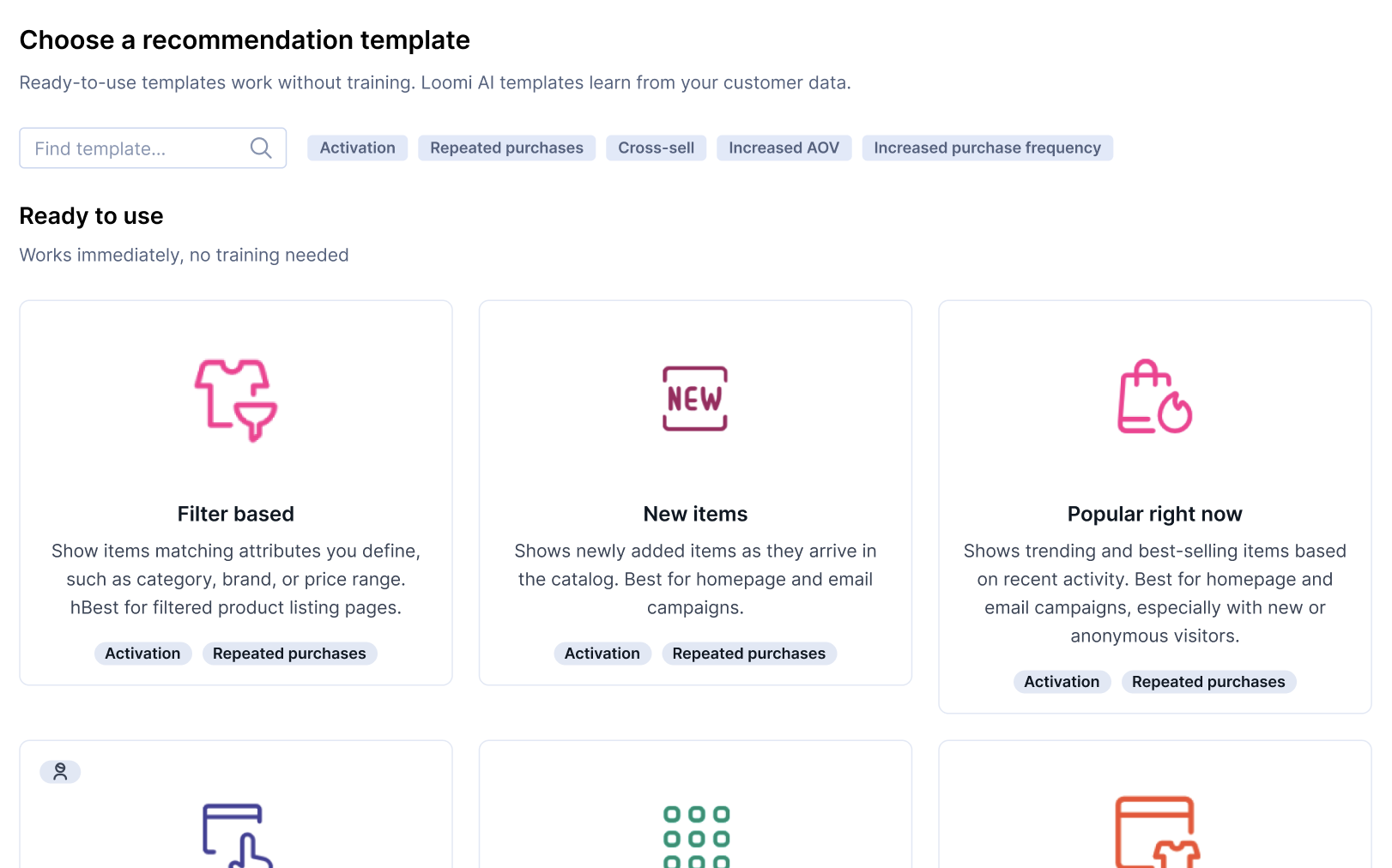 Choose recommendation template