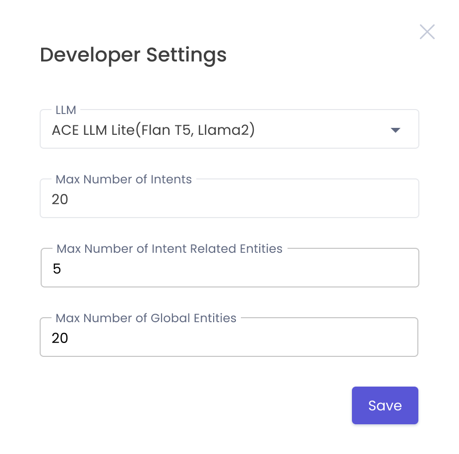 Developer Settings screen