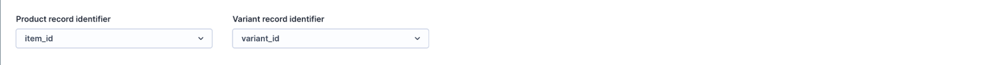 Configure product and variant identifiers to establish unique records in your item collection.