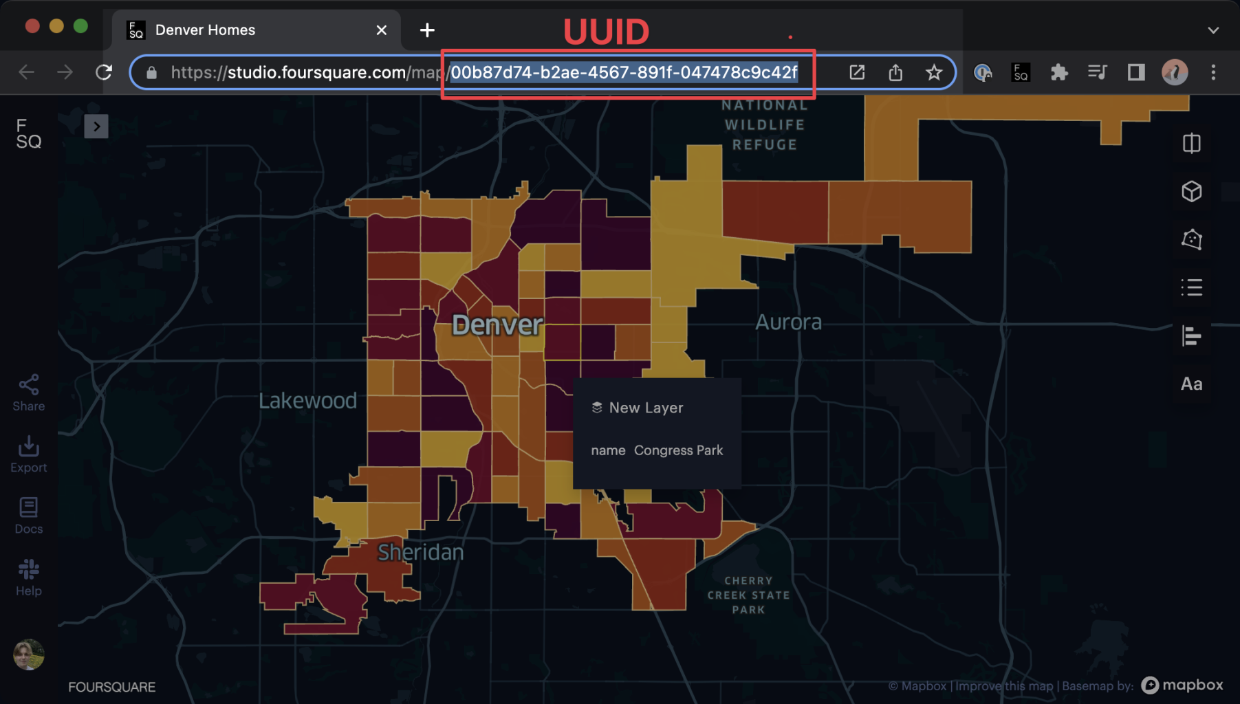 Map UUID on the Studio website.