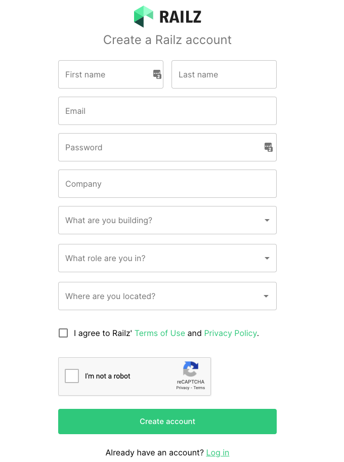 Signup.png Railz Signup Page. Click to Expand.