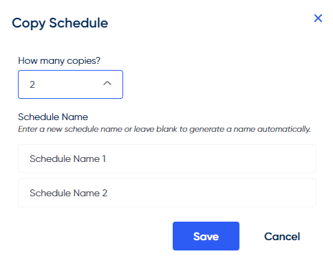 Copied schedules with no manually-entered name will create an automatically generated schedule name instead
