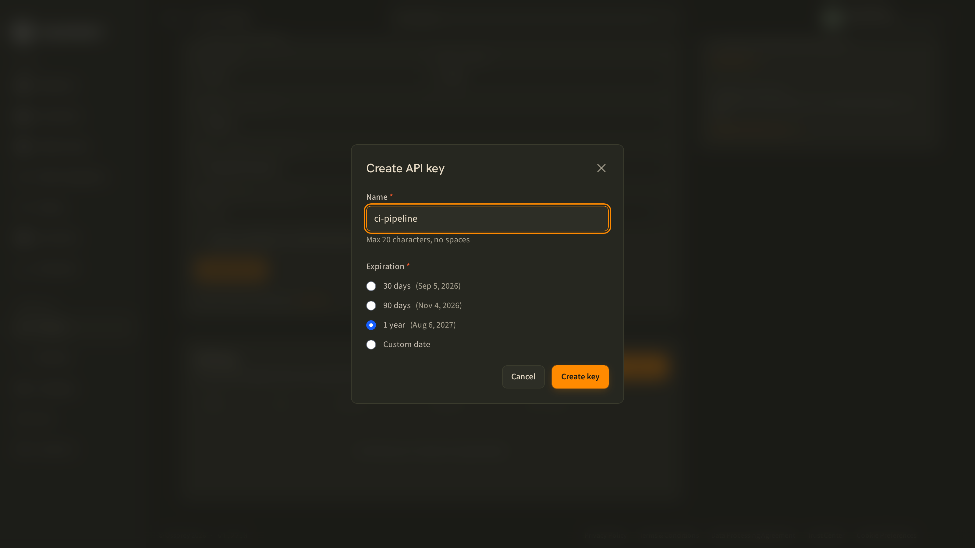 Creating an API key