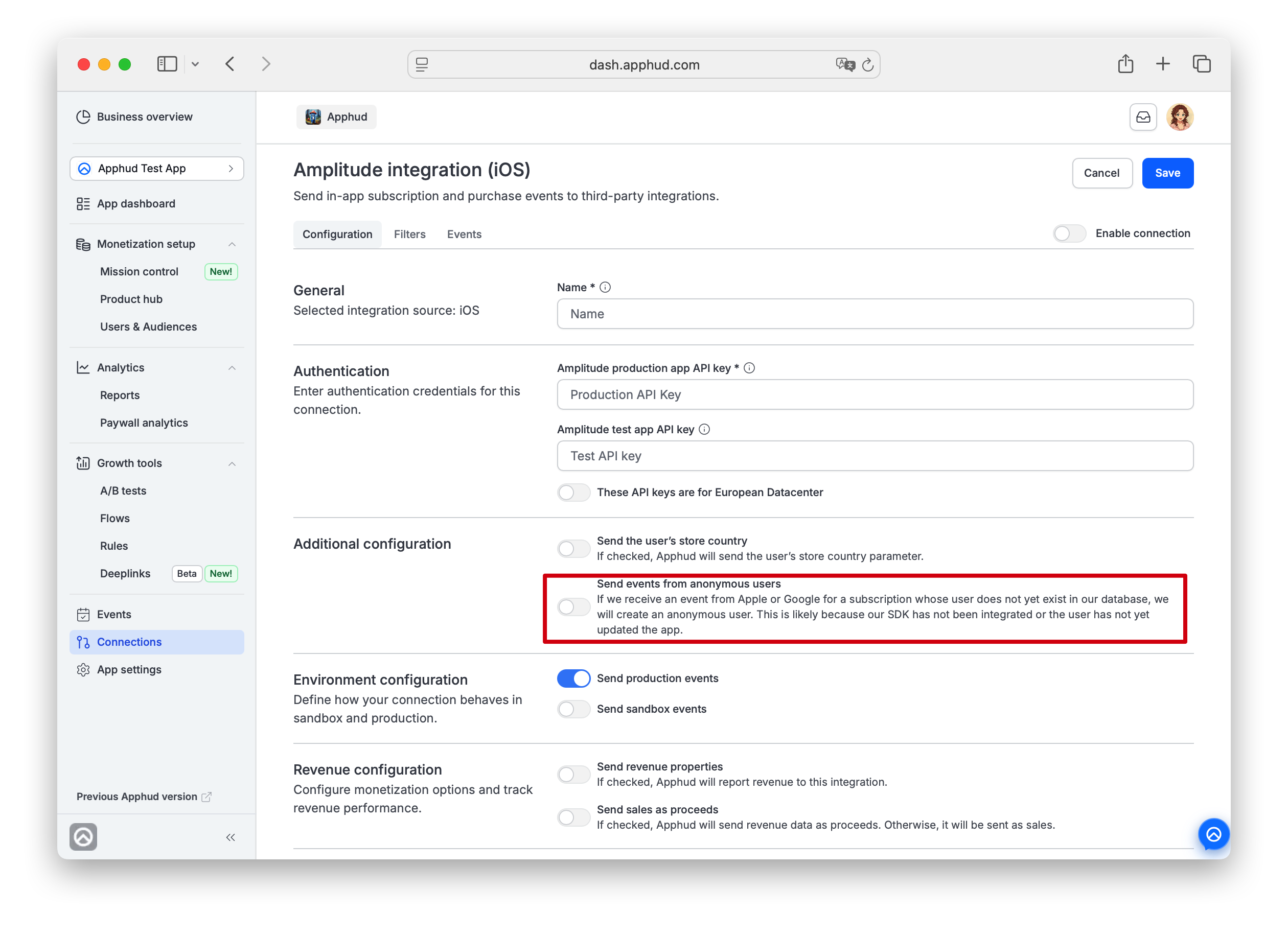 Apphud- Integration Configuration example