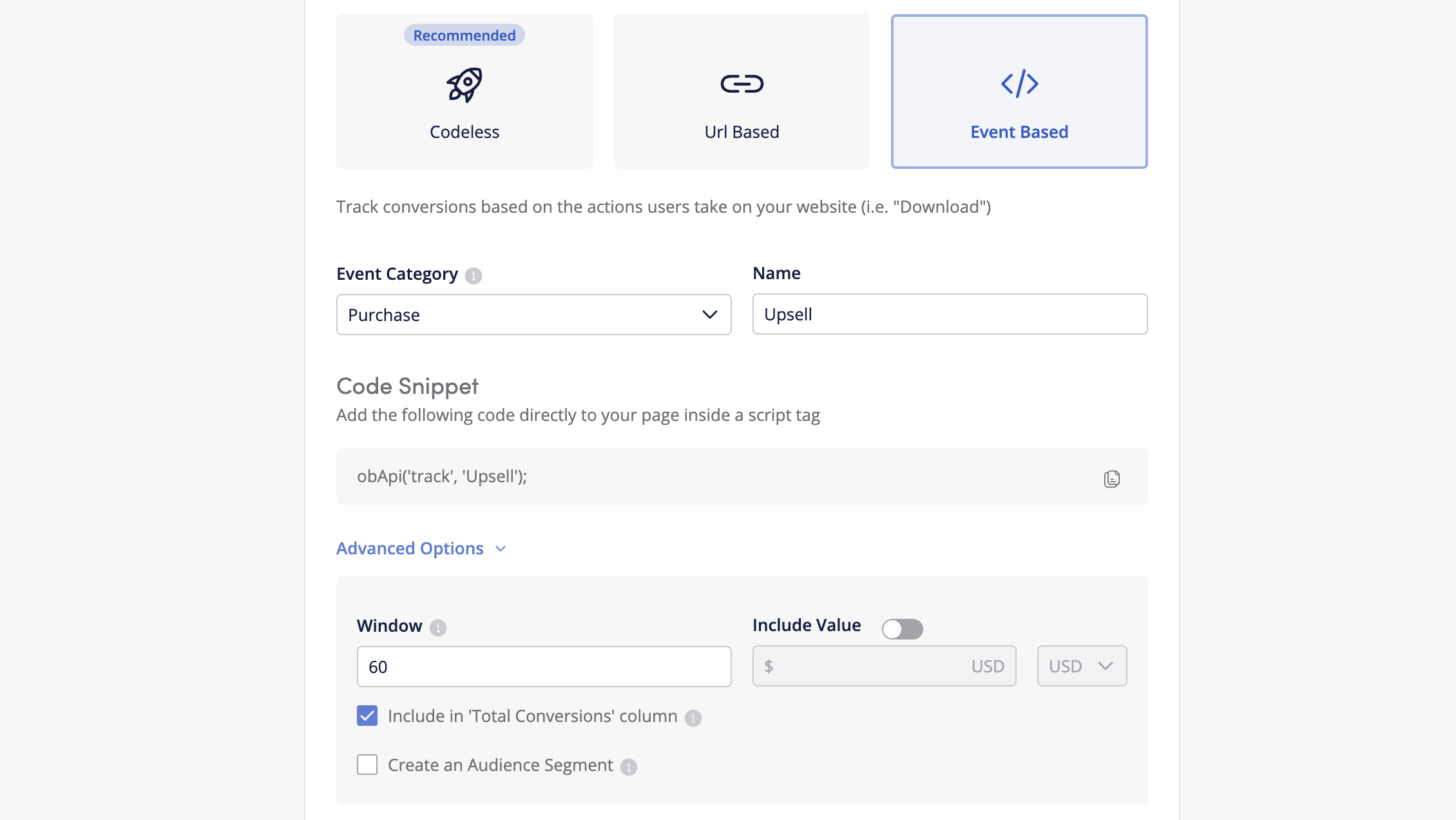 Configuring a Conversion in Outbrain