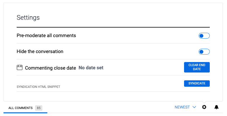 Article level settings