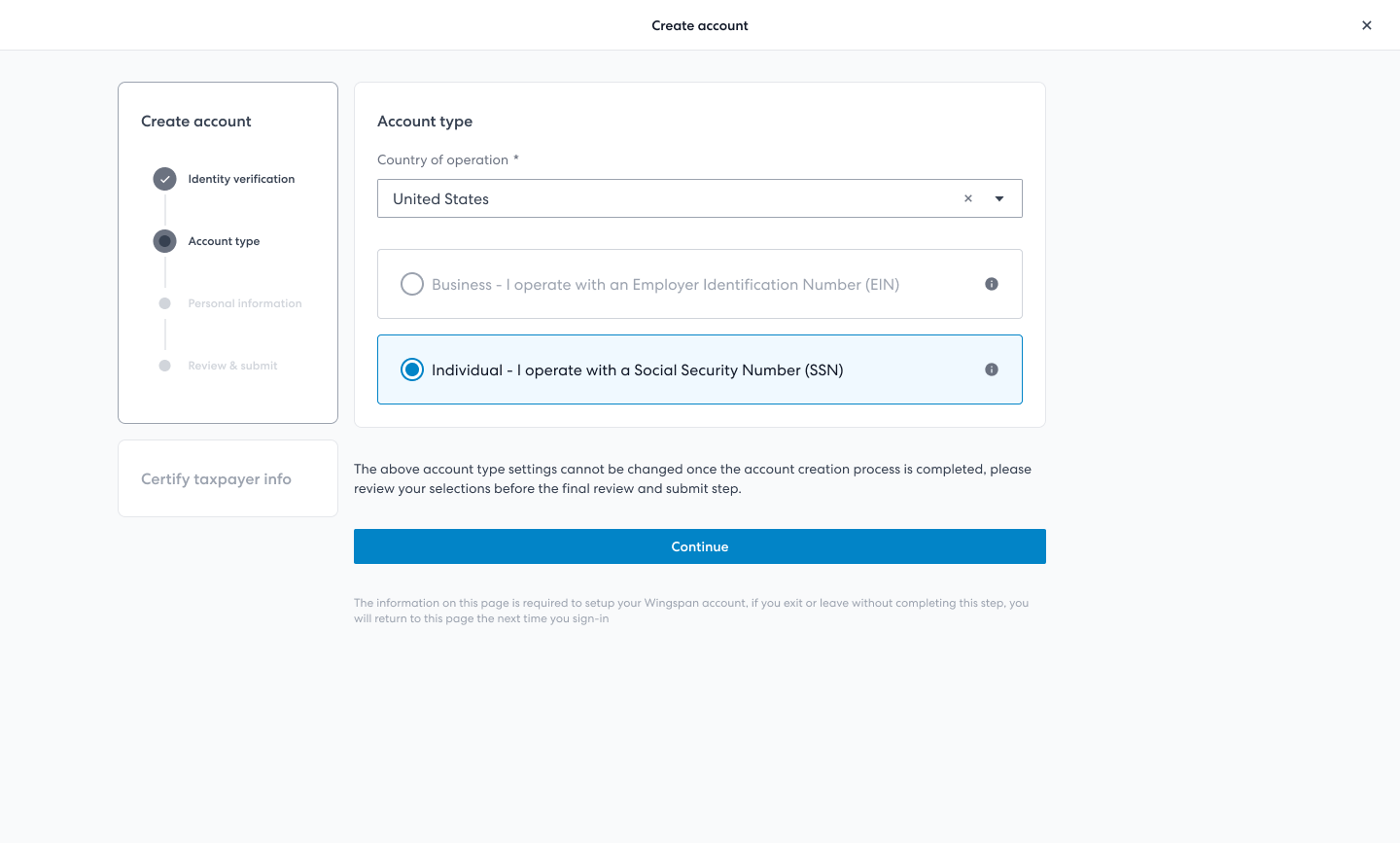 Screenshot showing contractor account setup