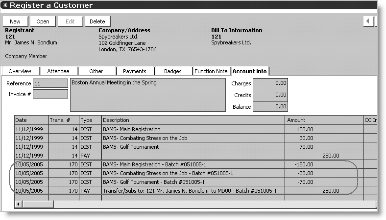 Result of transferring an event registrant to another event
