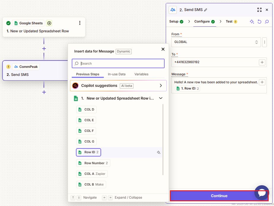 Screenshot of the Configure tab